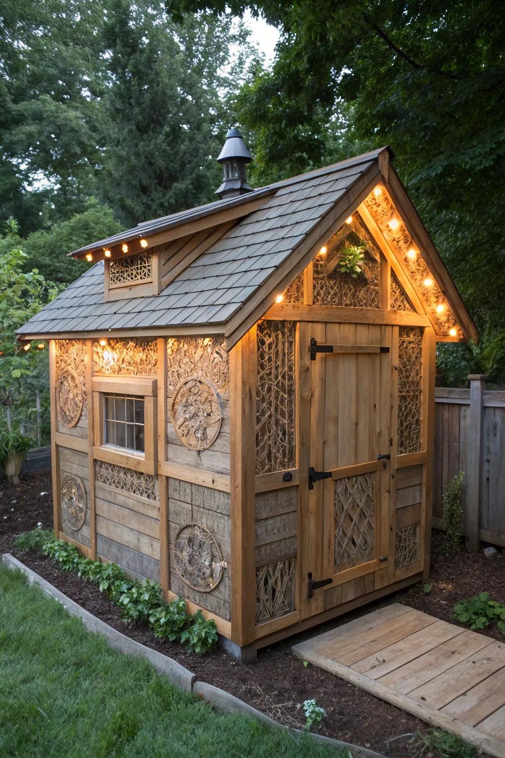 Transform your old garden shed into a charming chicken coop that combines rustic elegance with functional design.