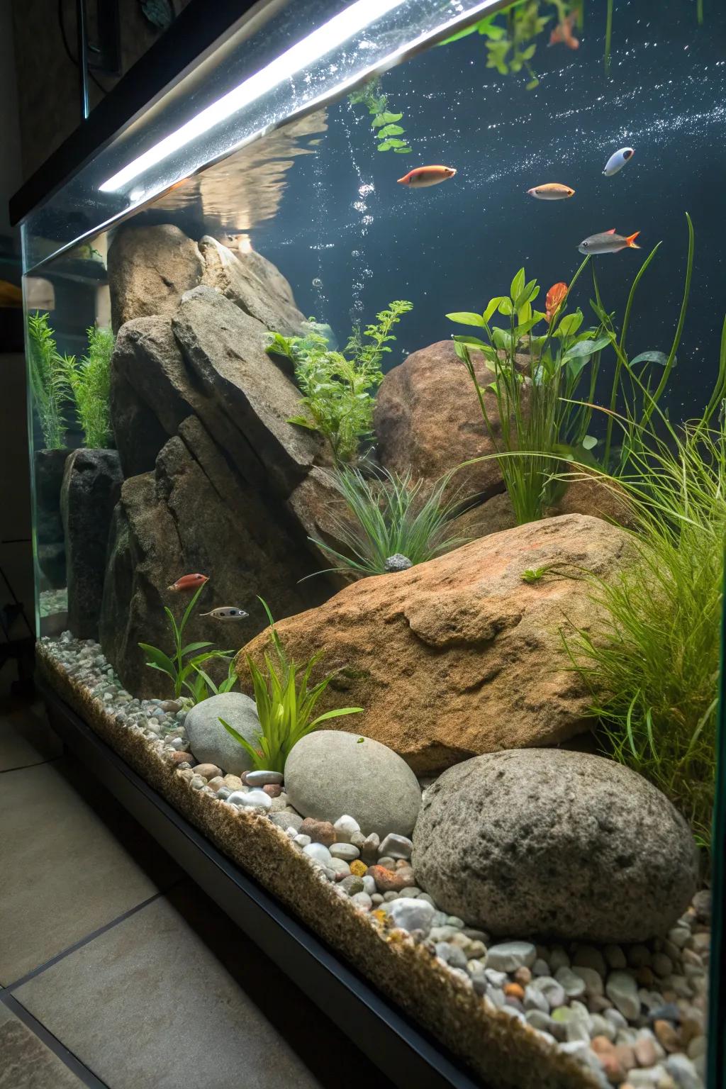 A rock garden theme offers peace and simplicity.