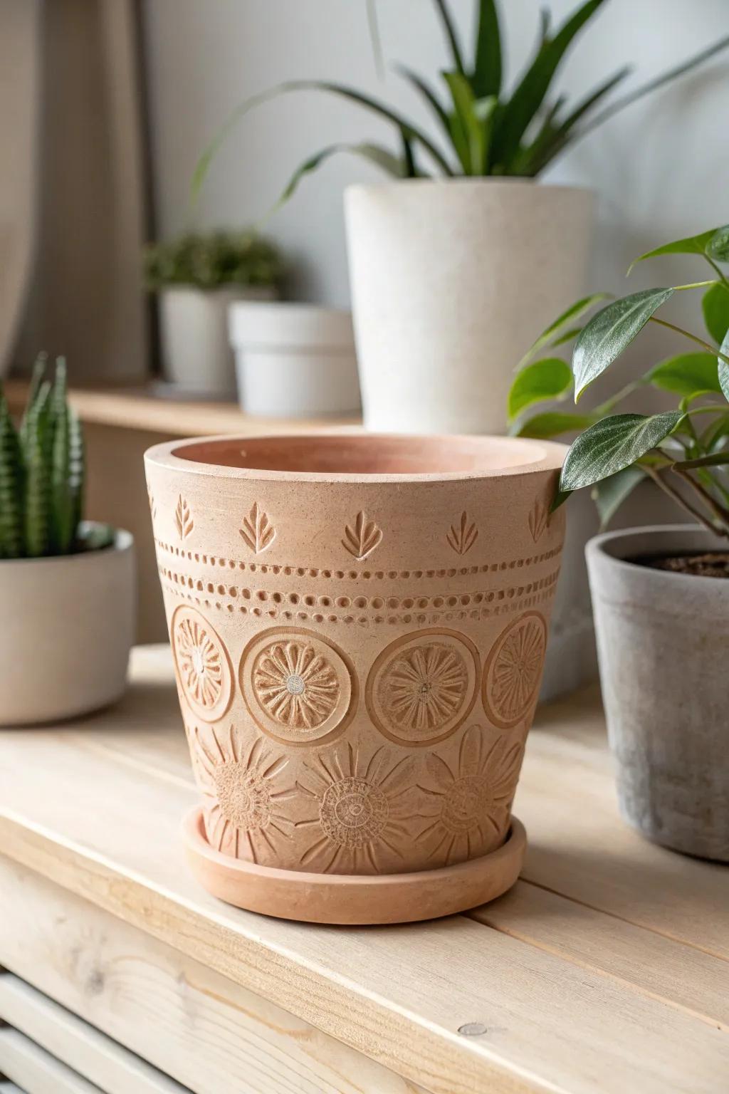 Craft your own oasis with stamped clay pots that bring simplicity and beauty to life. ð¿â¨
