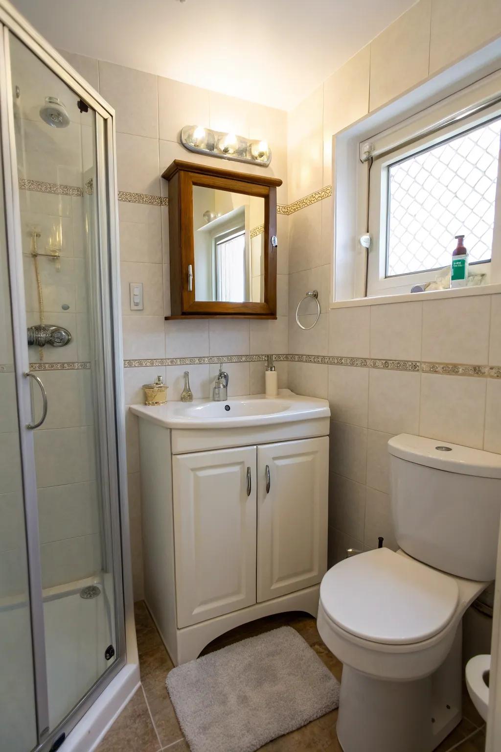 Utilize every inch of your bathroom with a smart corner vanity design.
