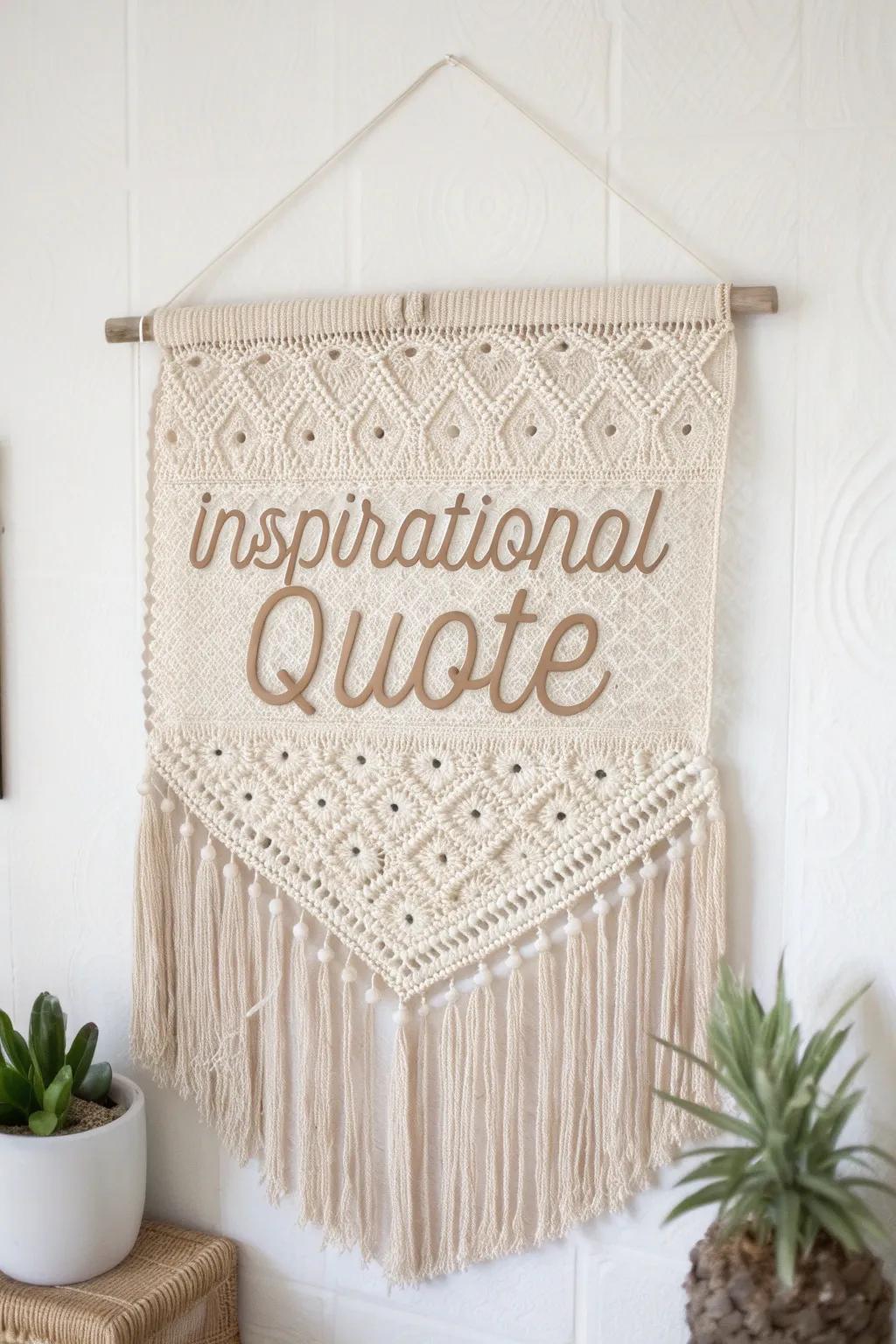 Elevate your space with the art of words and weave â a daily dose of inspiration through tapestry crochet.