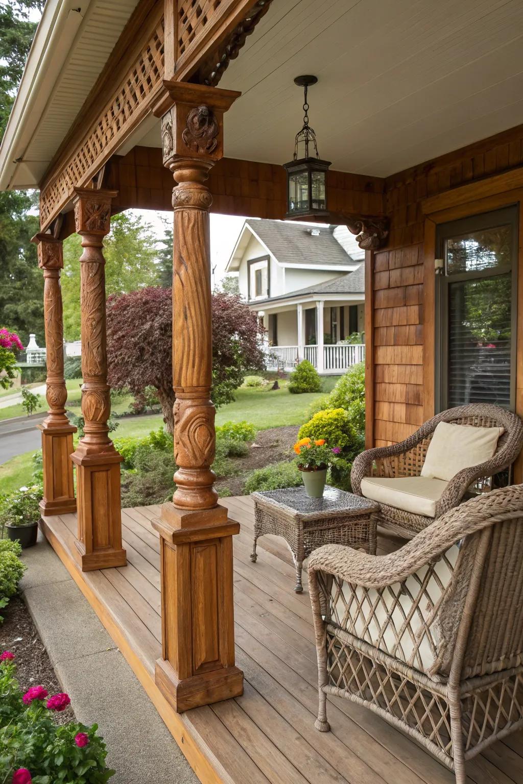 Classic wooden wraps add a touch of timeless elegance.