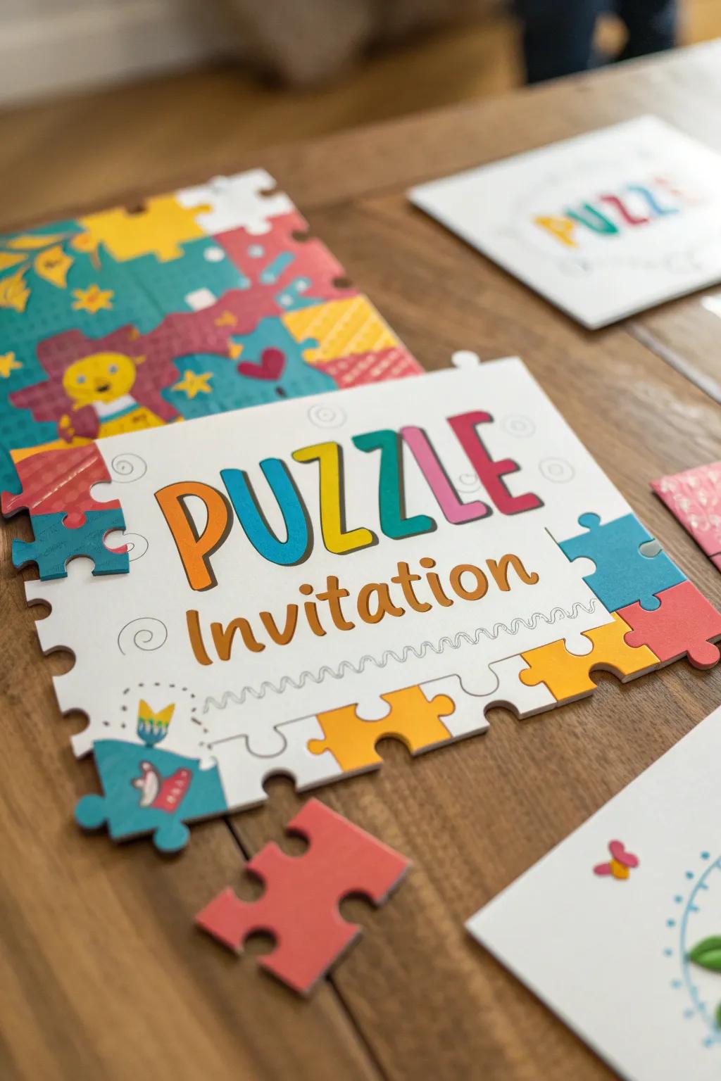 Creative invitations set the playful tone of your puzzle-themed party.