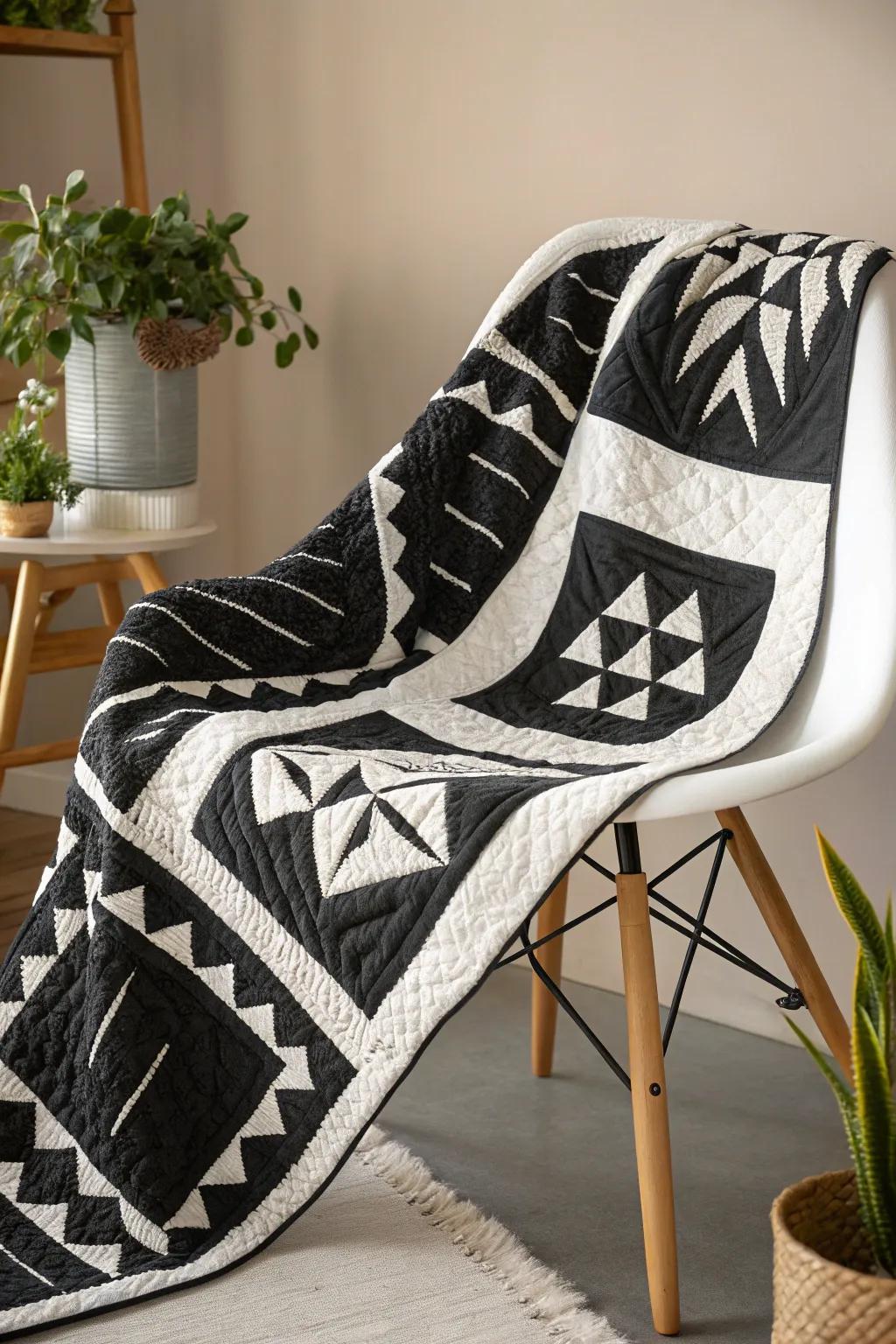 Elevate your space with the artistry of black and white quilt patterns.