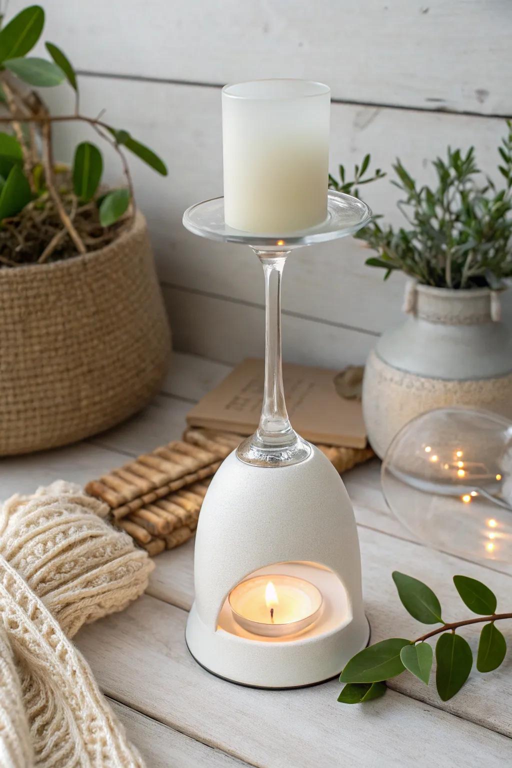 Transform your space with these chic wine glass candle lamps - where elegance meets simplicity.
