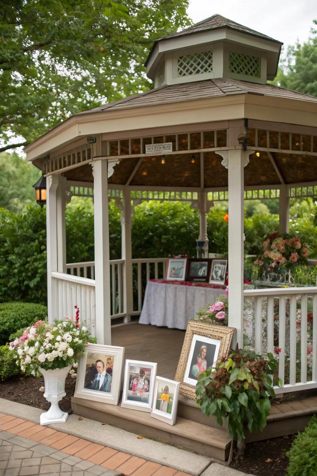 Personal touches make this gazebo feel like home.