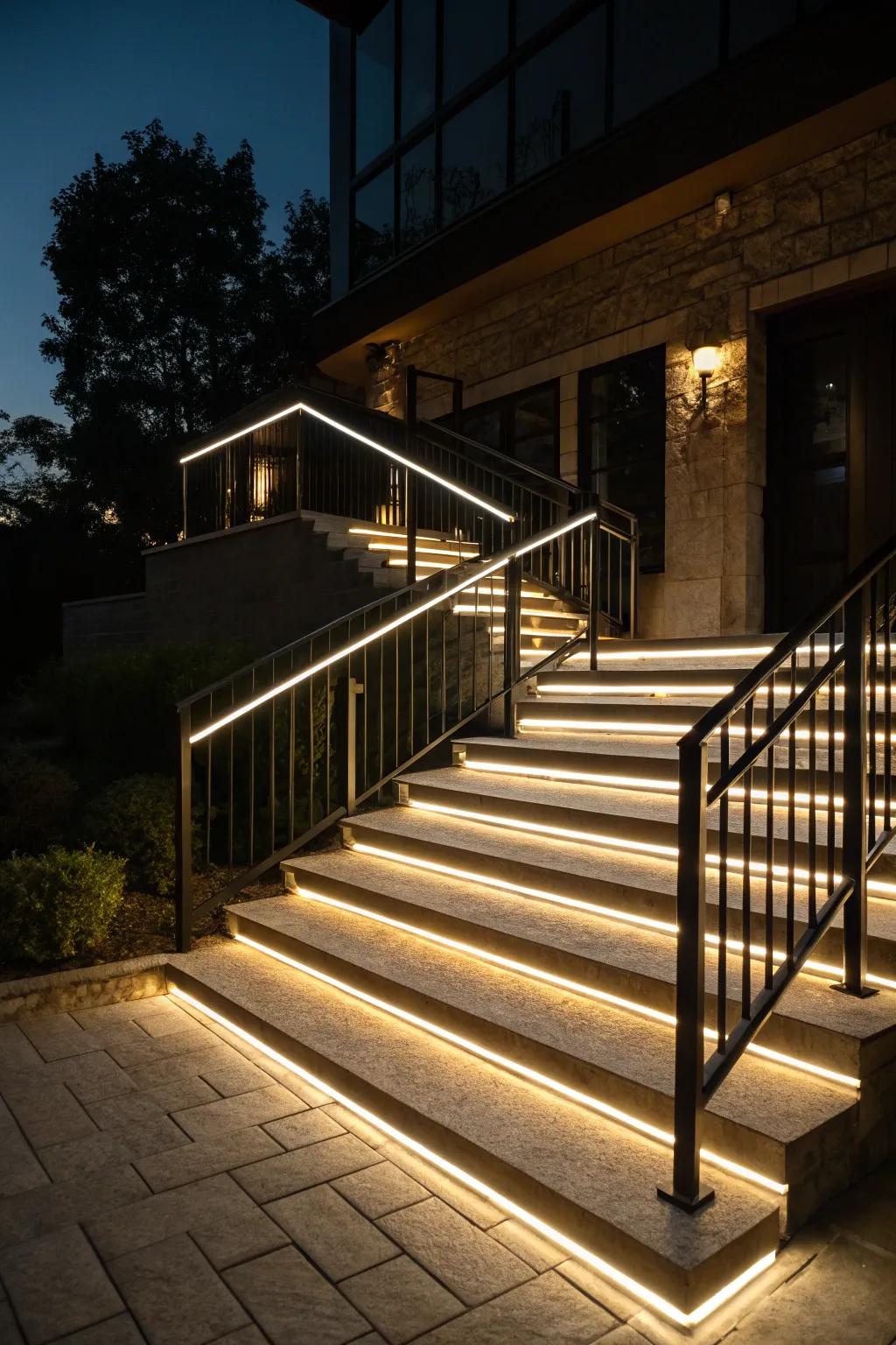 Hidden LED strips providing a sleek and modern lighting effect.