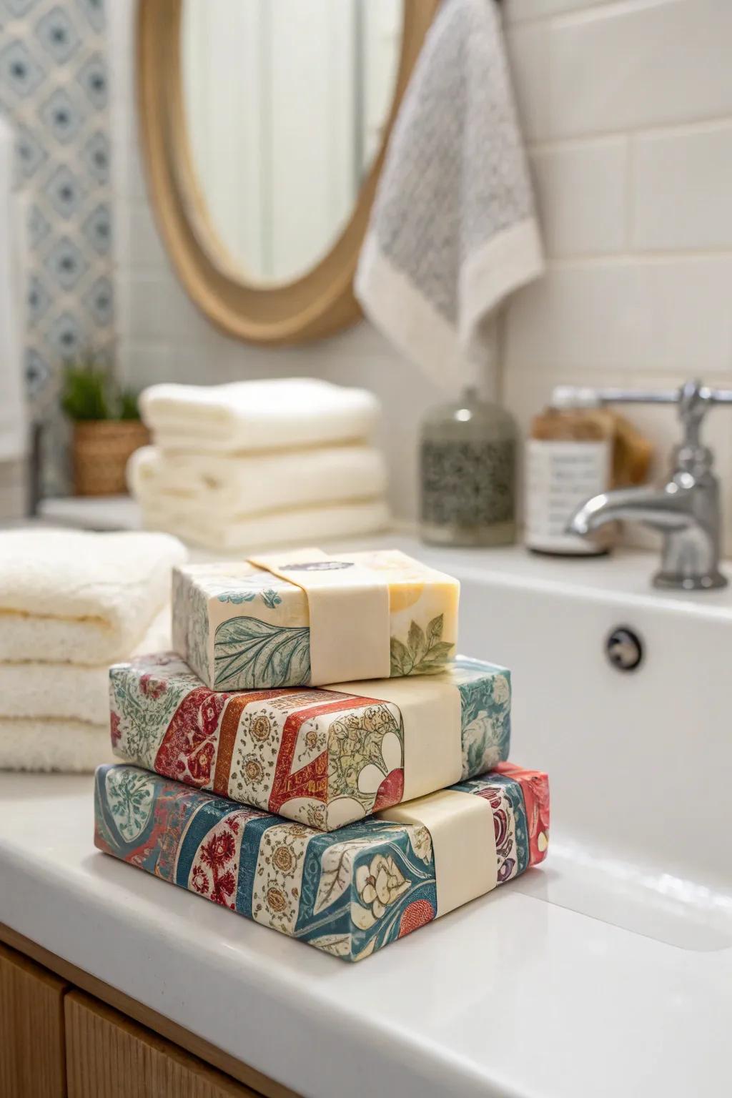 Handcrafted soap bars for a touch of luxury.