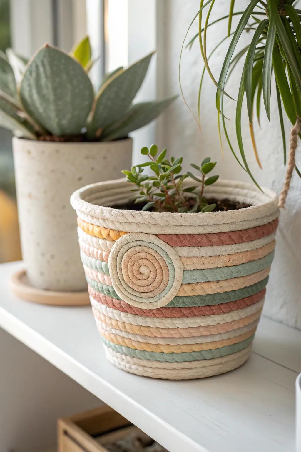 Elevate your space with the artistry of coiled clay: a perfect blend of minimalism and boho elegance.