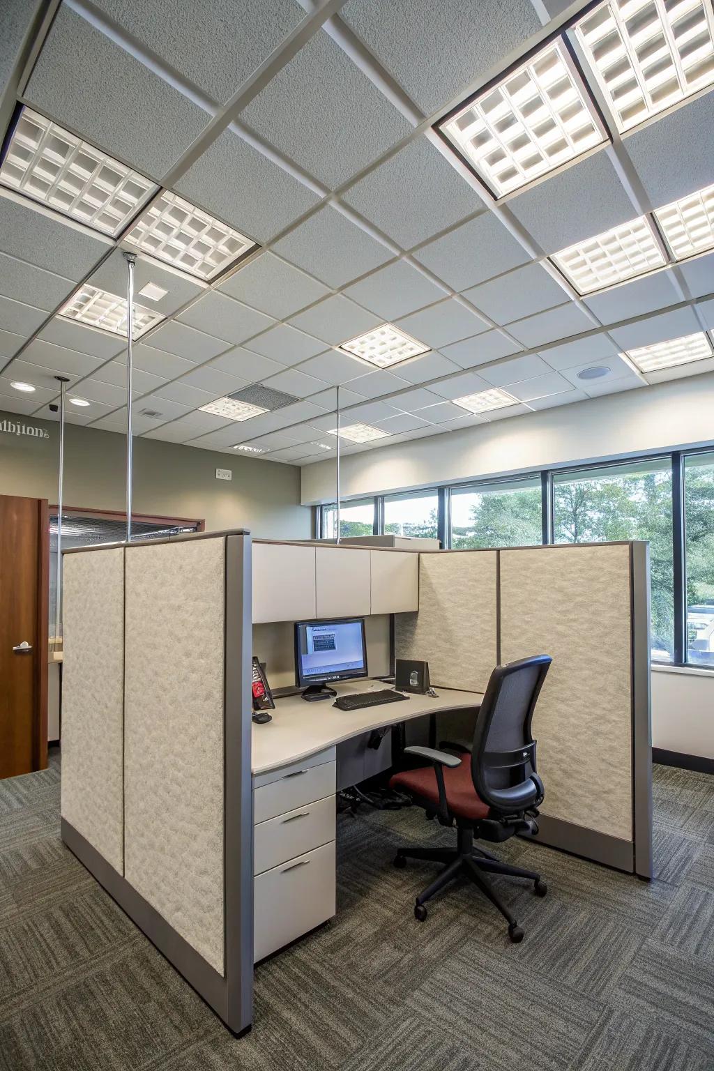 Sound masking techniques create a quieter, more private workspace.