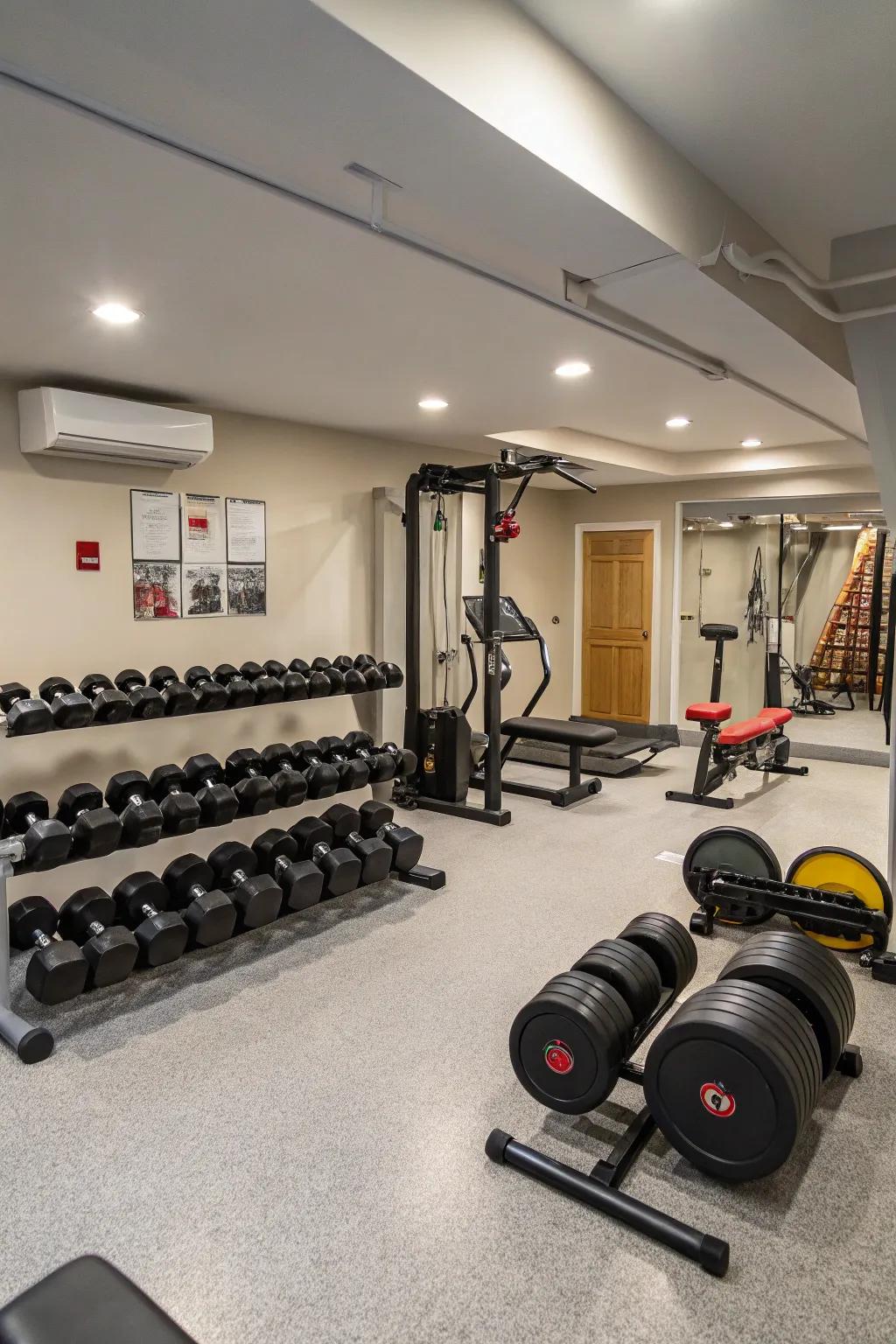 A gym area for staying fit and healthy at home.