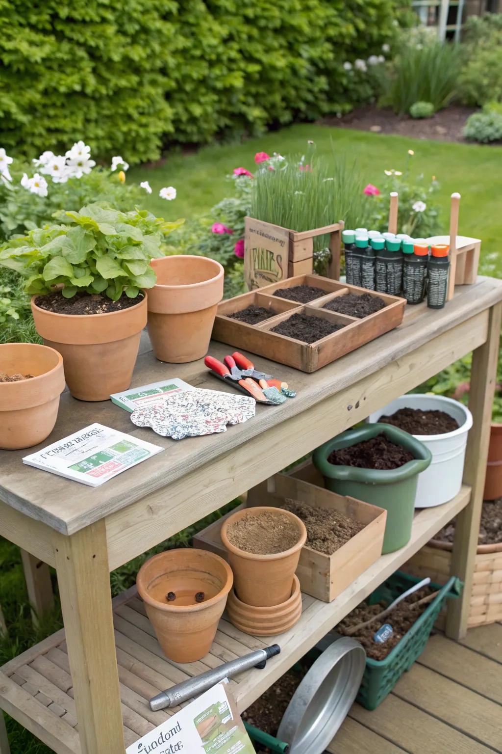 A practical DIY potting station for gardeners.