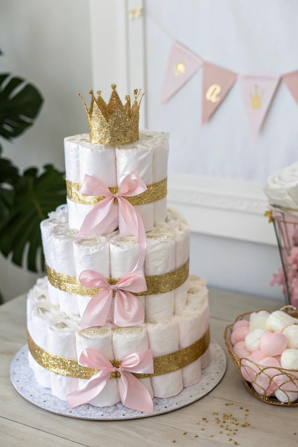 A touch of gold for your little princess ðâ¨ #DiaperCakeDreams