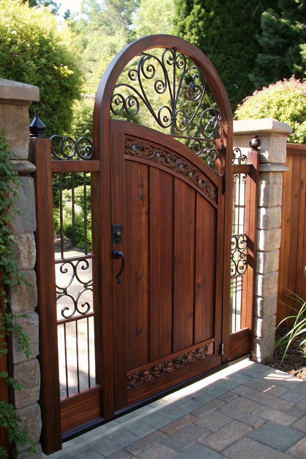 Enter elegance: A masterfully crafted arched top gate transforms any deck into a dramatic entrance.