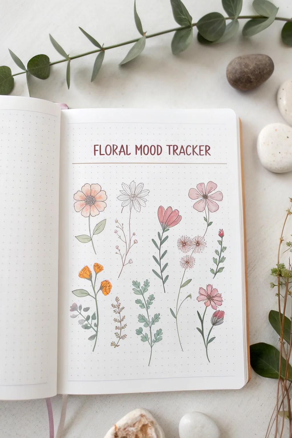 Capture your emotions in bloom with a beautifully crafted floral mood tracker.