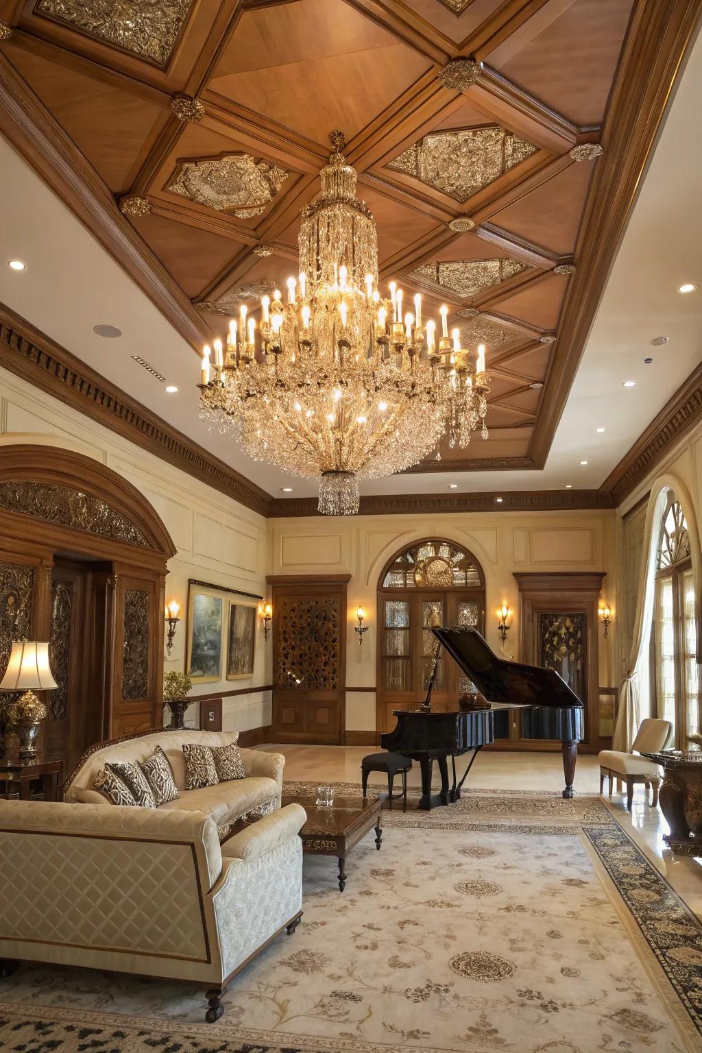 A chandelier can transform your high ceiling into a masterpiece.