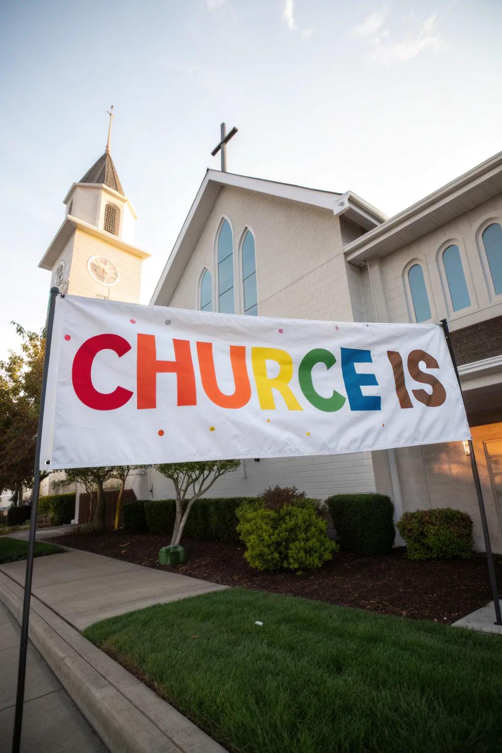 Bold colors and typography make church messages pop visually.