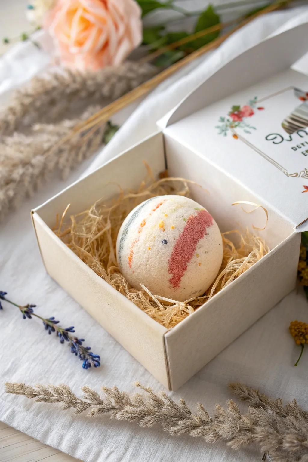 Discover the joy of unwrapping a little luxury with our minimalist bath bomb packaging.