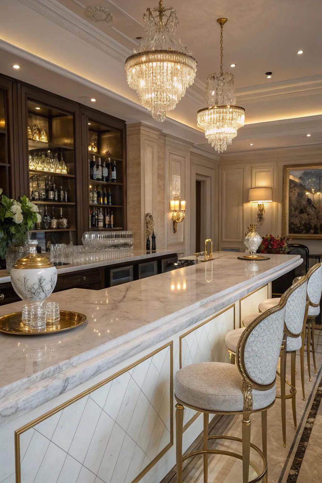 Marble adds a touch of luxury and elegance to any bar.