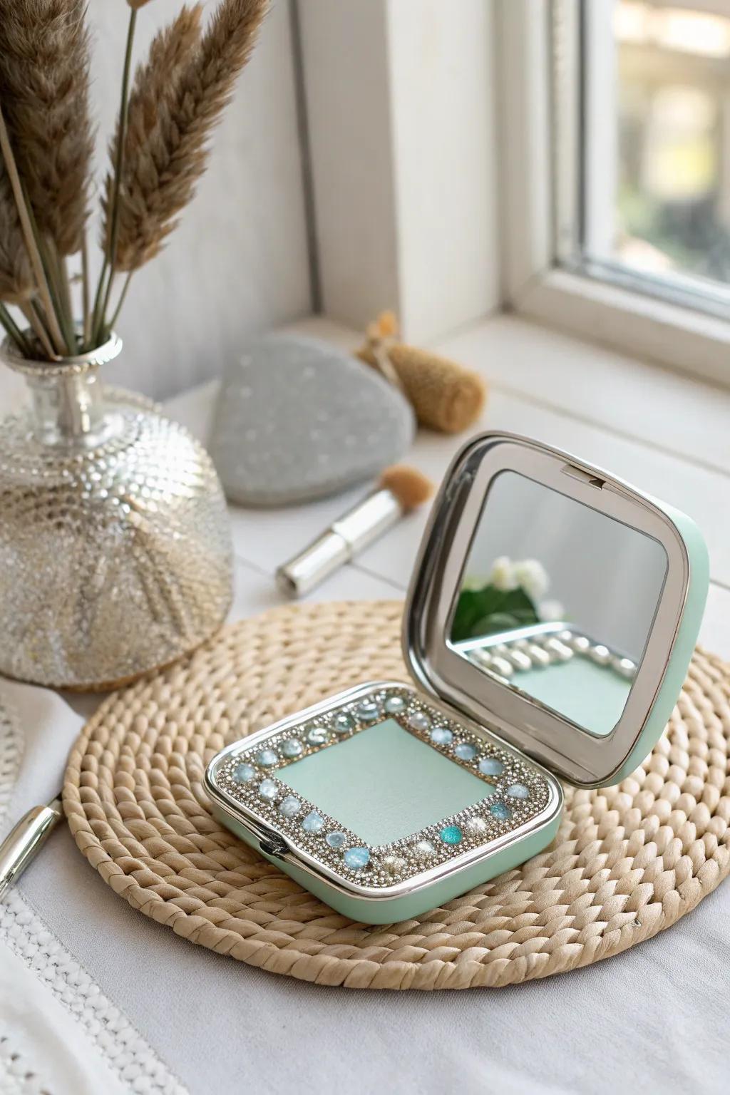 Transform a simple mint tin into a luxurious jeweled compact mirror, a touch of elegance for your everyday carry.