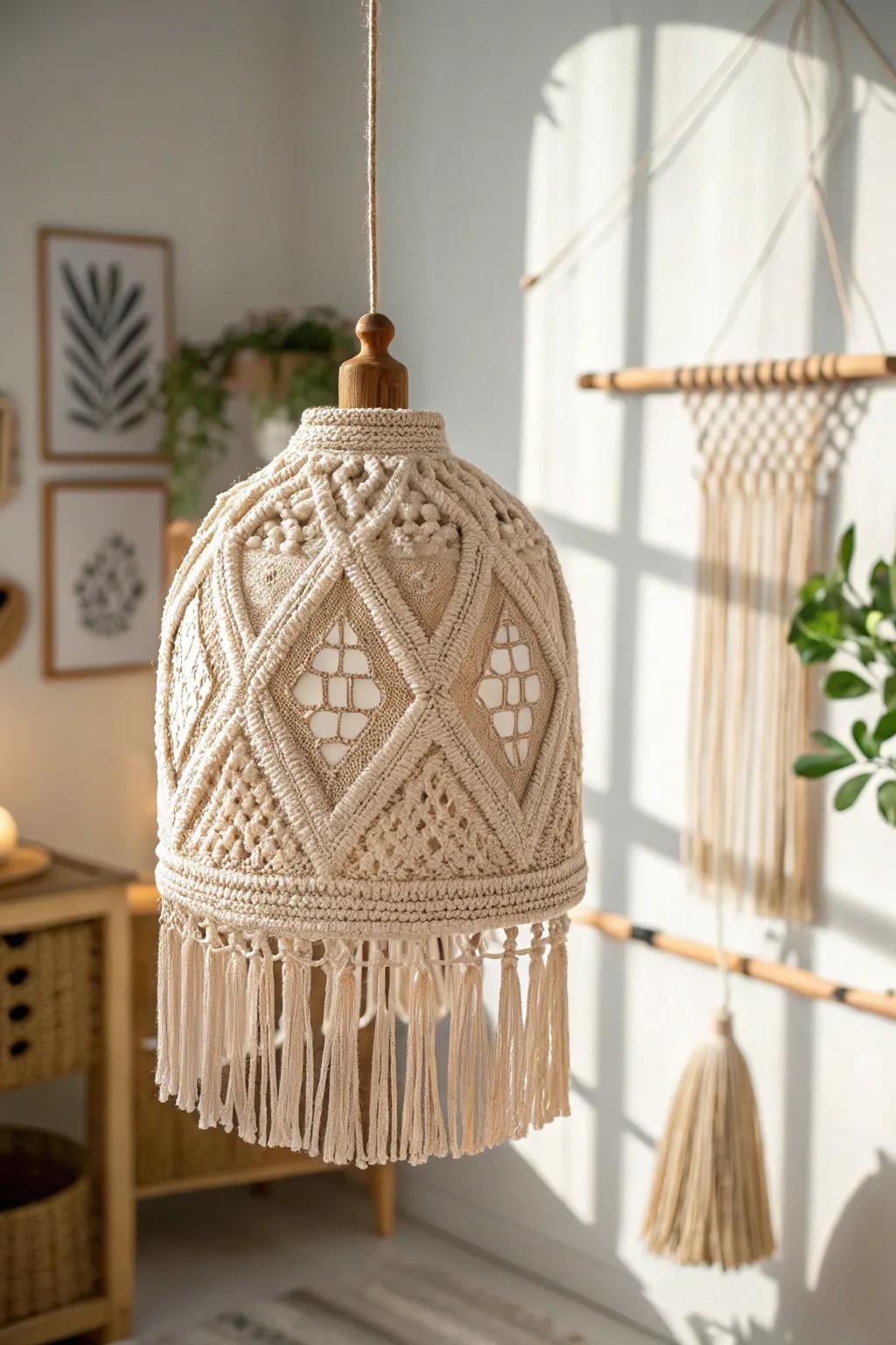 Illuminate your space with the elegance of handcrafted crochet lamp shades, where simplicity meets boho charm.
