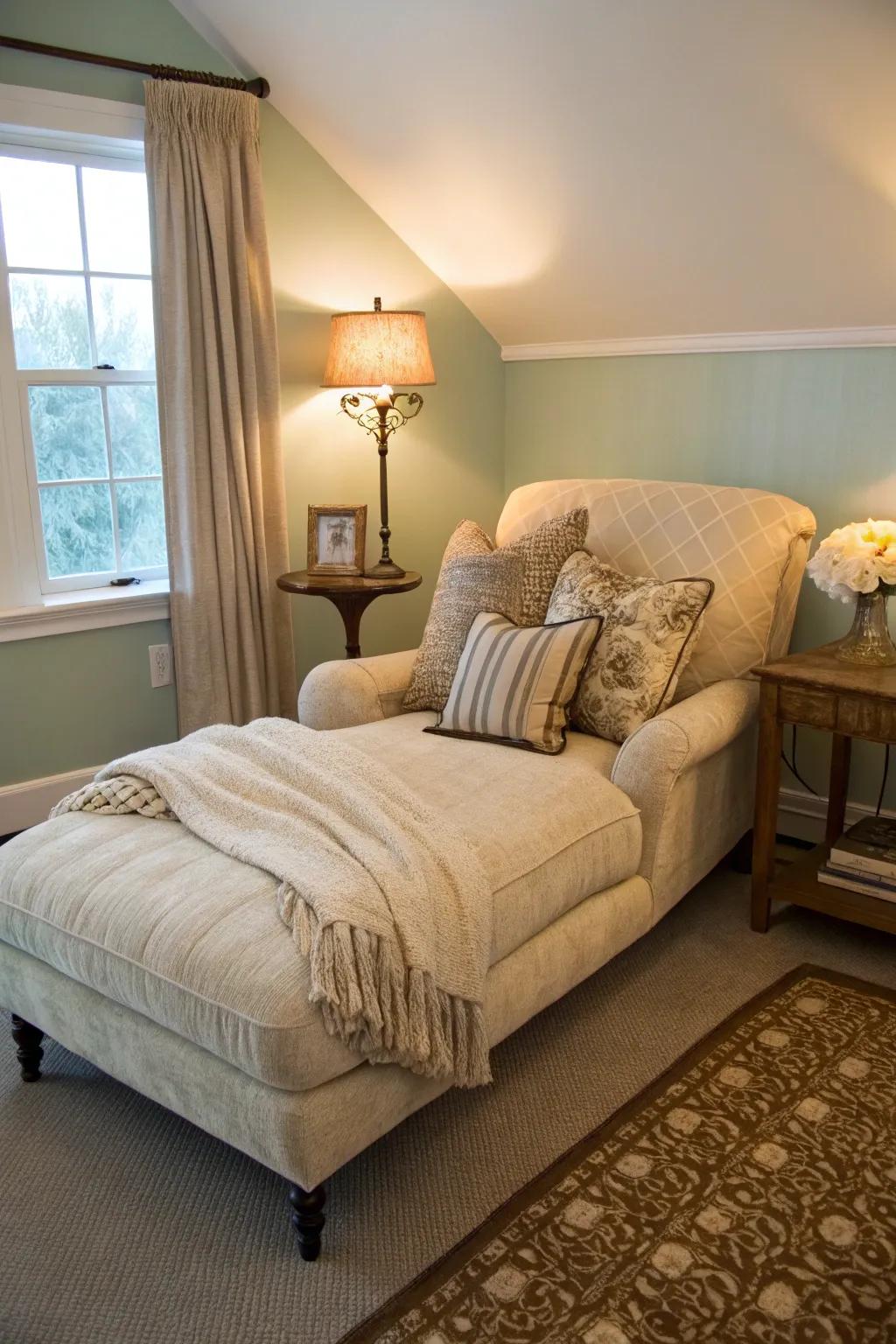 A cozy seating area invites relaxation and intimacy.