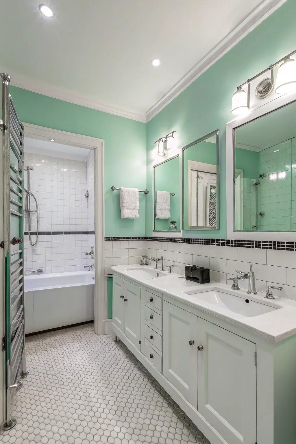 Cool mint green offers a refreshing and crisp look.