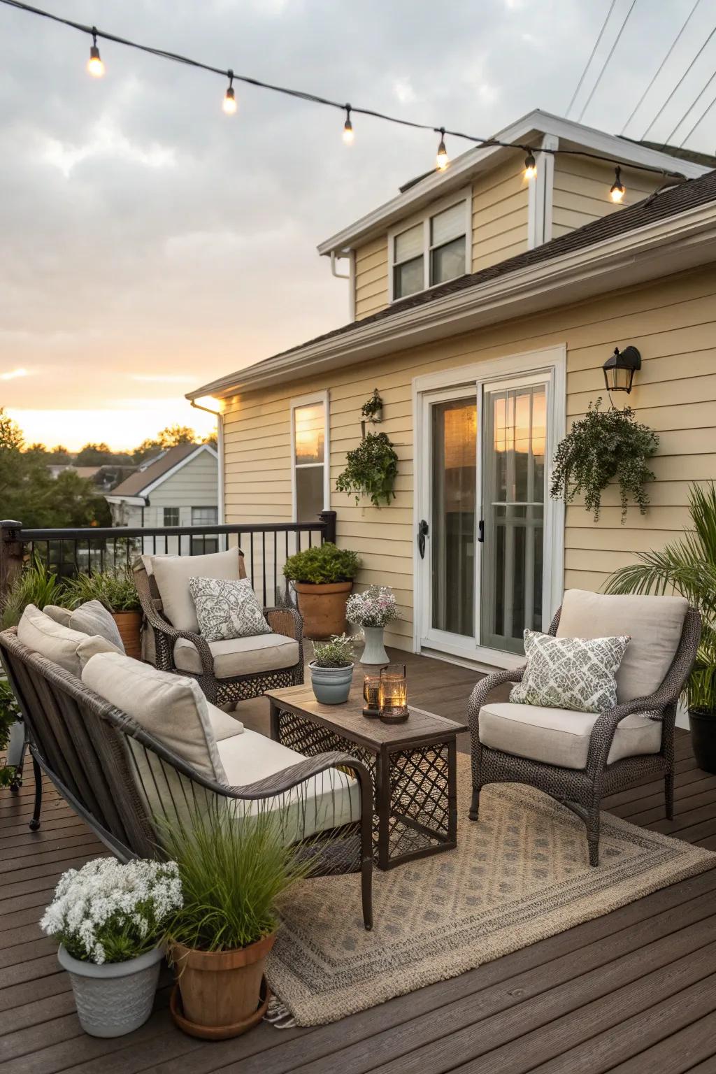 An inviting outdoor patio that seamlessly extends the living space.