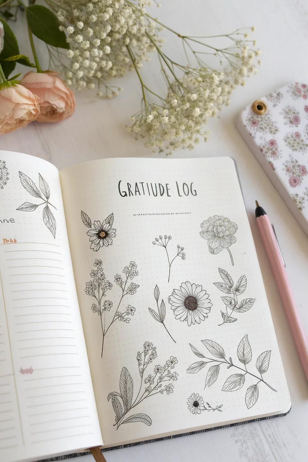 Embrace daily gratitude with floral elegance ð¸â¨ #MinimalistJournaling #ScandiBoho