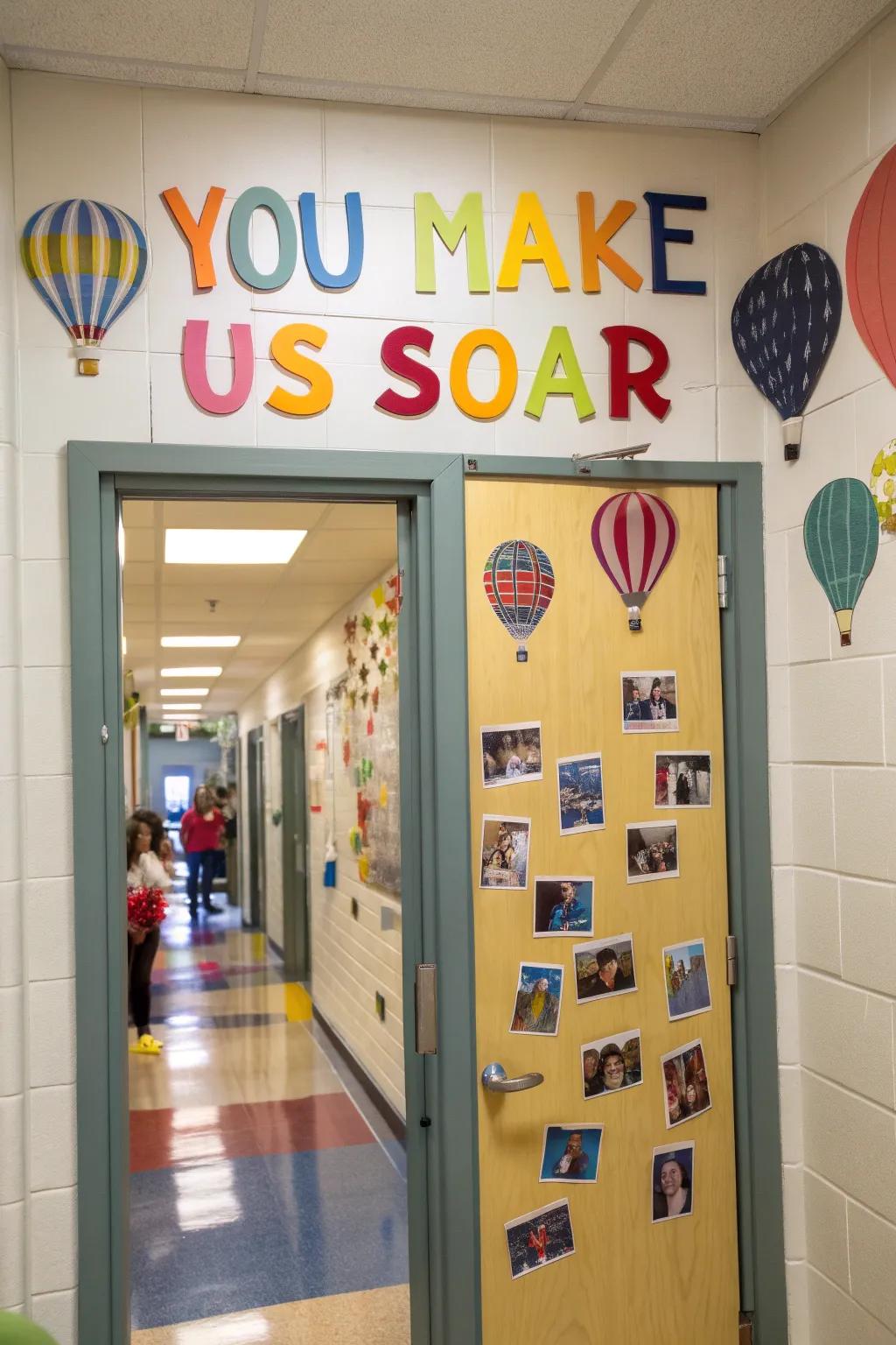 Hot air balloons symbolizing teachers' uplifting impact