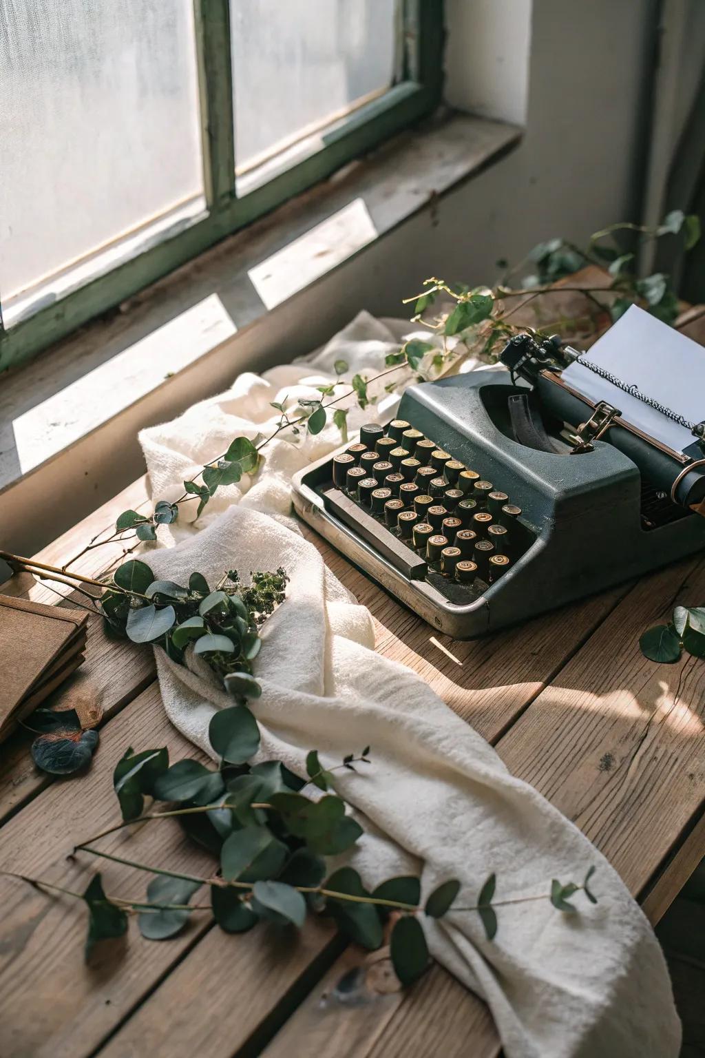 Create timeless memories with a vintage typewriter guest book.