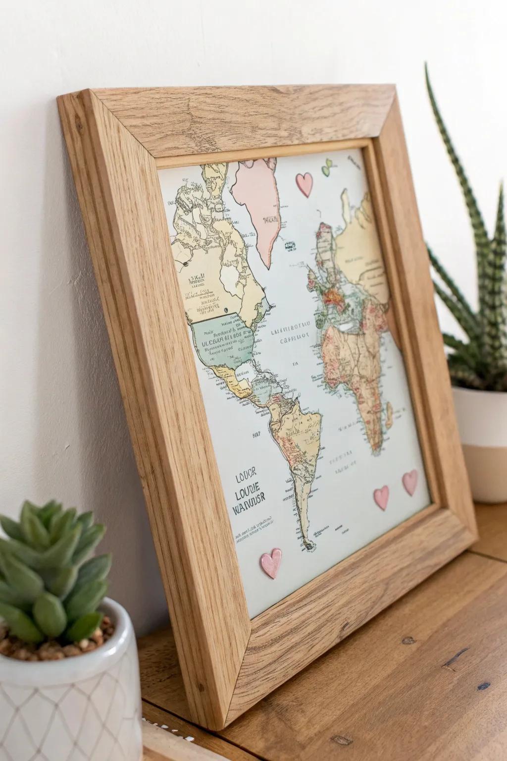 Capture your love story with a DIY Map Frame: a simple, heartfelt reminder of your shared adventures.