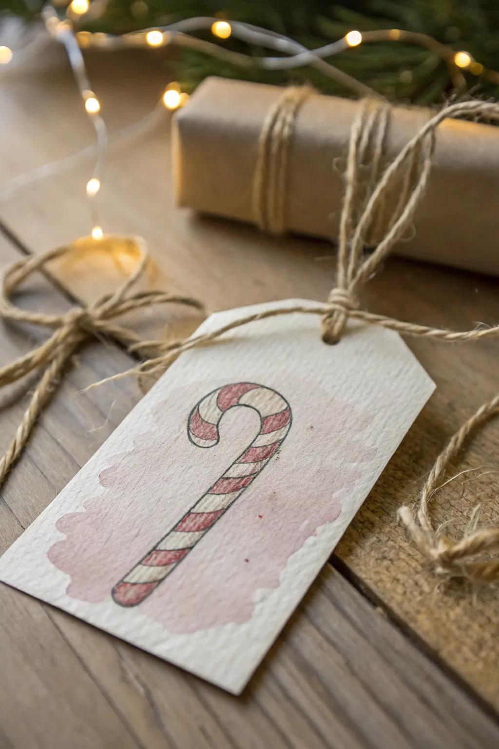 Add a touch of handmade elegance to your gifts with these minimalist candy cane gift tags.