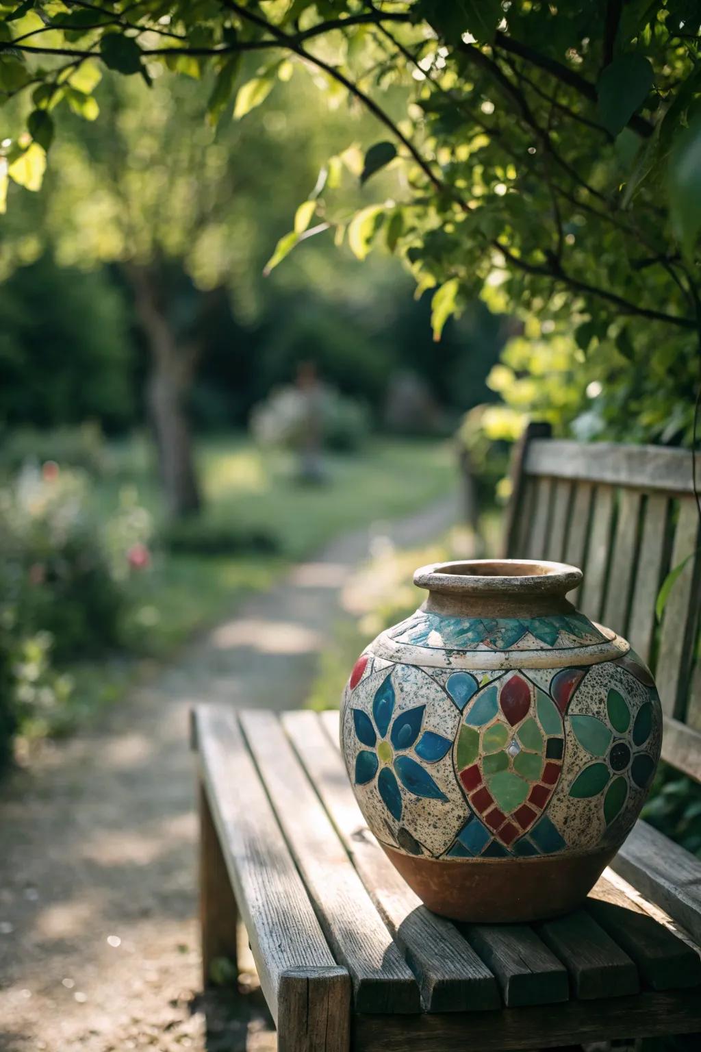 Transform your garden with a touch of artistry: Mosaic clay pots that enchant.