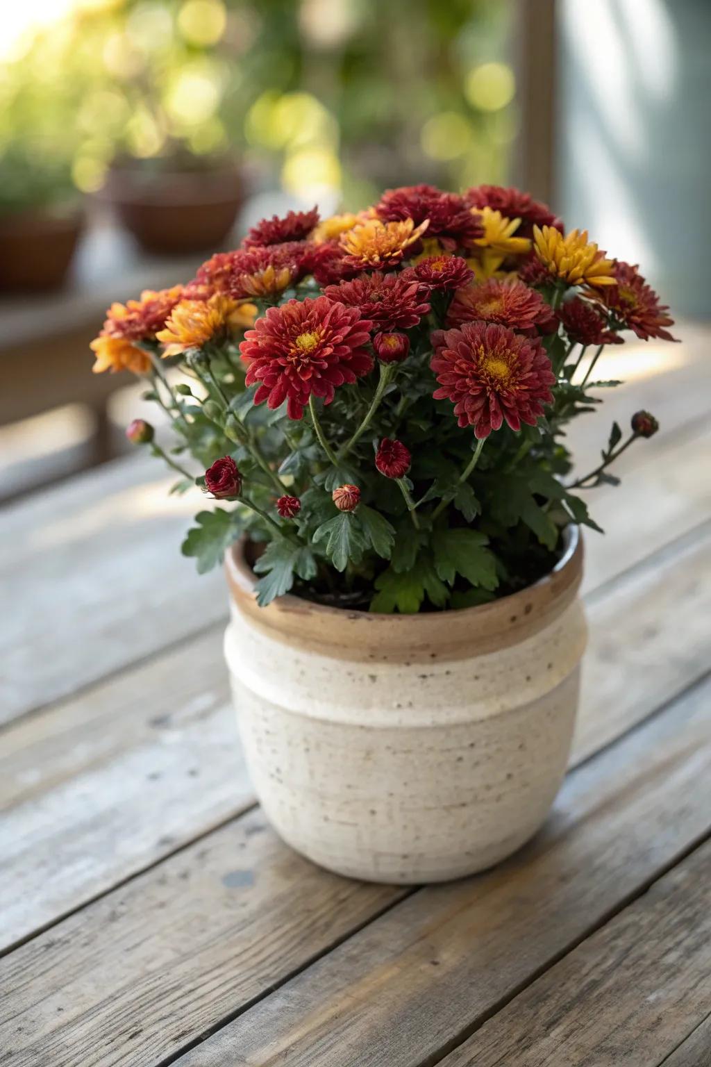 Bring a touch of natural elegance to your fall wedding with potted mums â perfect as centerpieces and gifts for guests.
