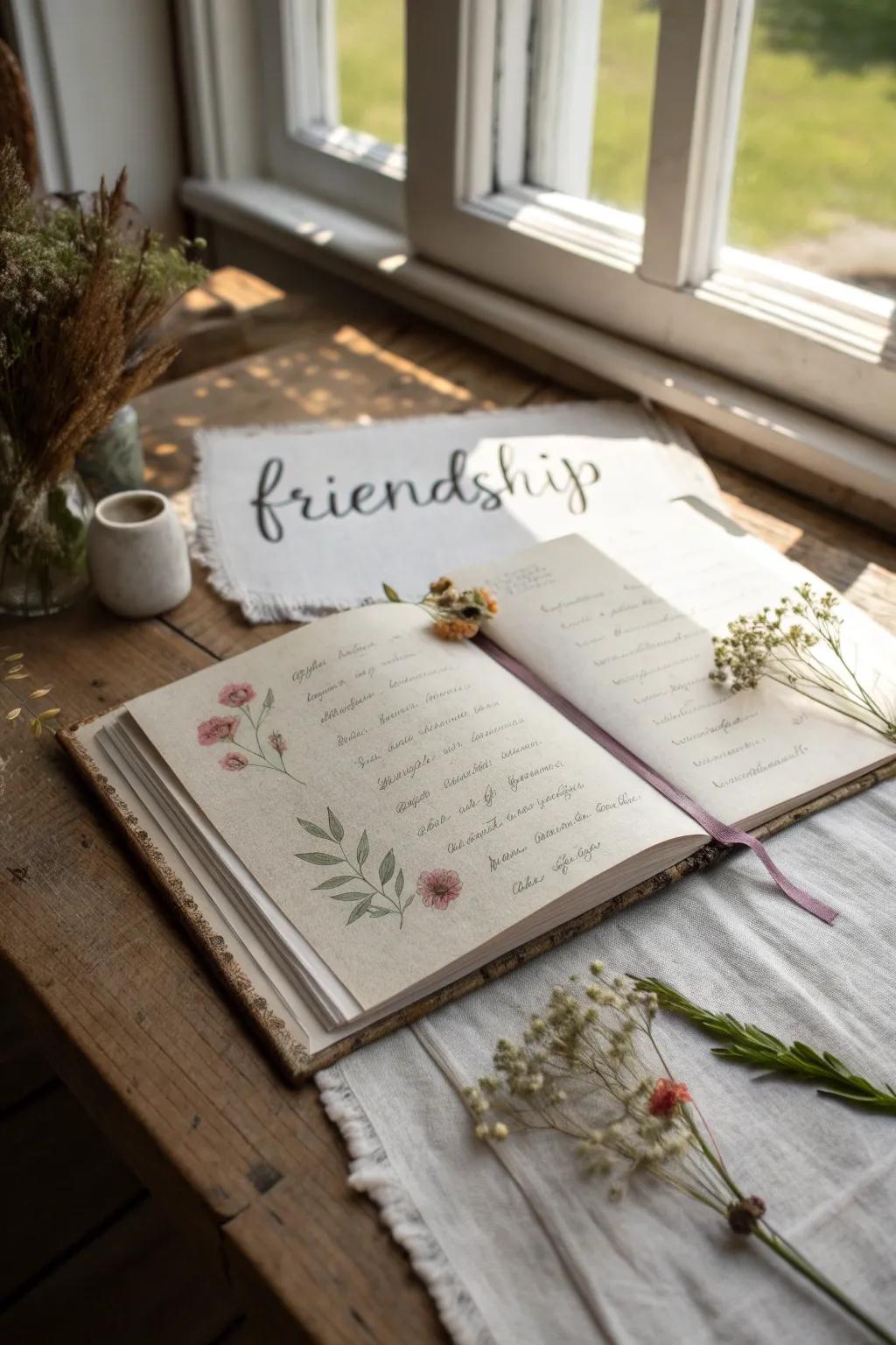 Capture the essence of friendship with heartfelt quotes in your scrapbook.