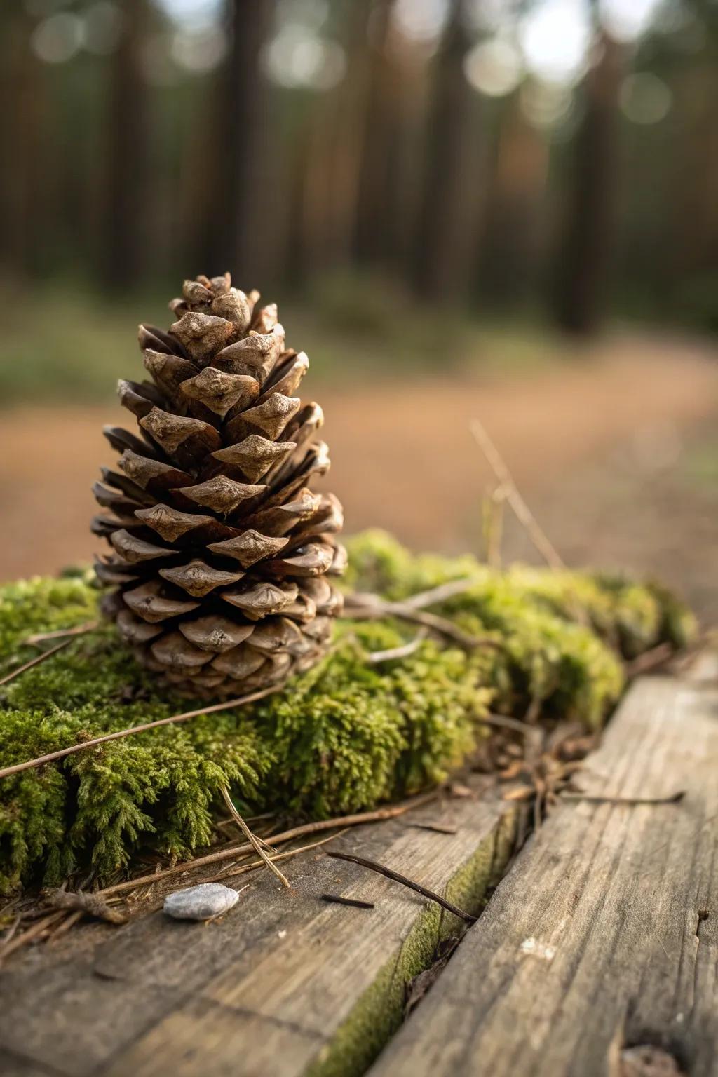 Embrace the woodland charm with a simple yet elegant pinecone centerpiece.