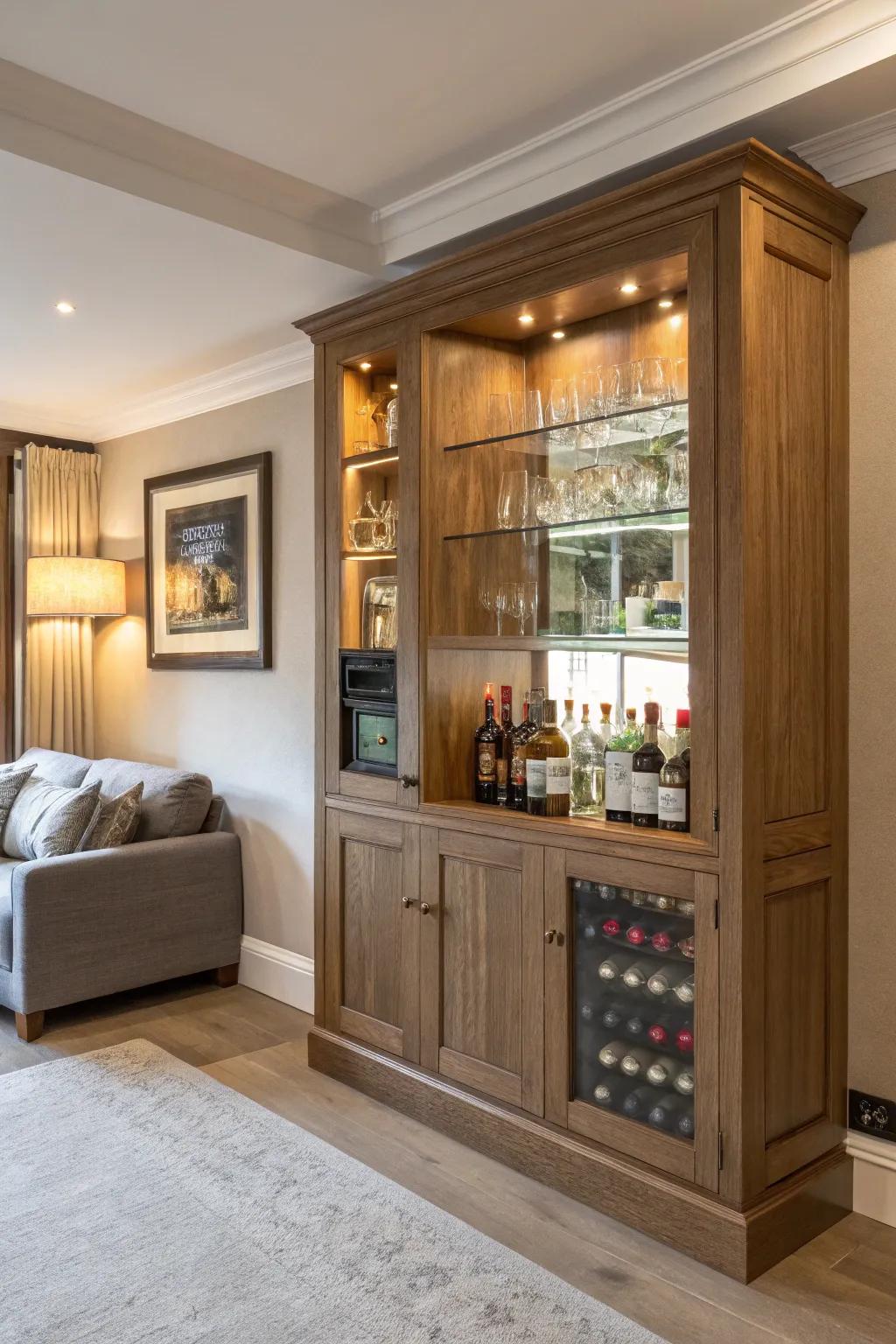 Built-in drinks cabinets offer seamless integration with your home's aesthetic.