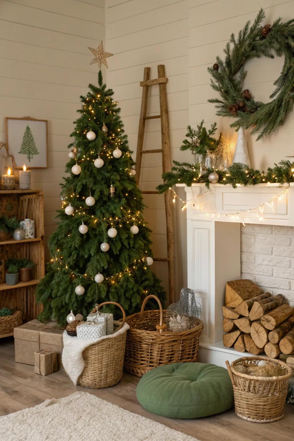 Earthy colors set the mood for a woodland Christmas.