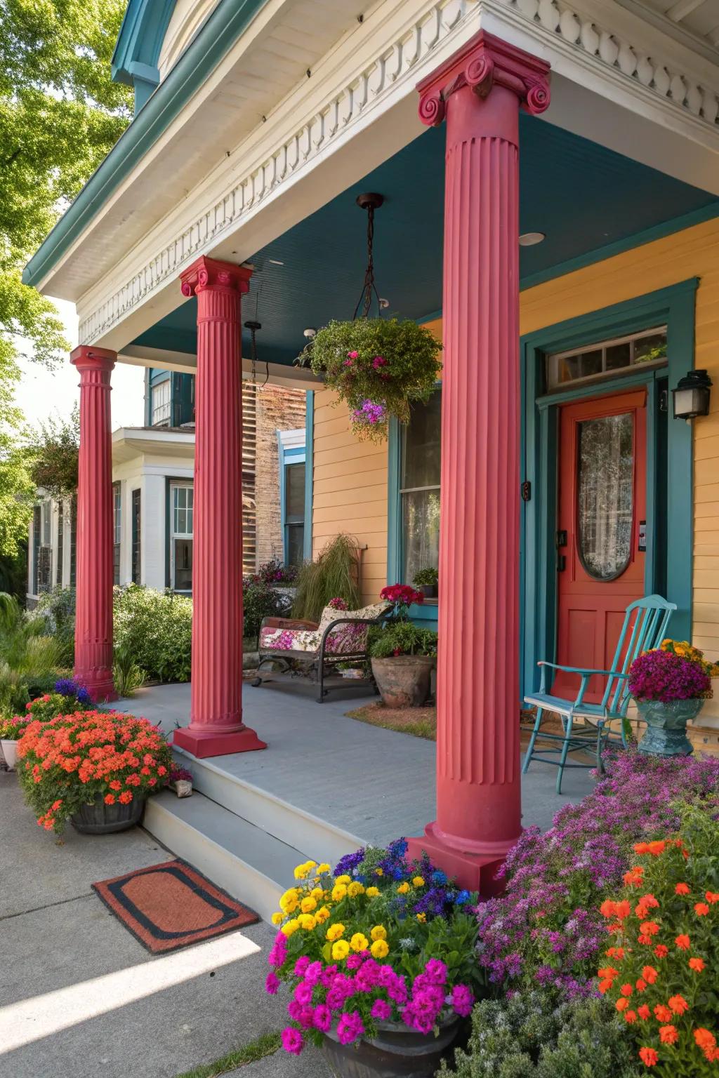 Bold colored columns make a striking visual statement