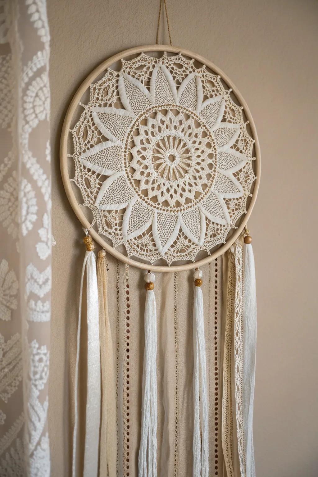 Elevate your space with the timeless charm of doily and lace wall artâa perfect blend of simplicity and elegance.