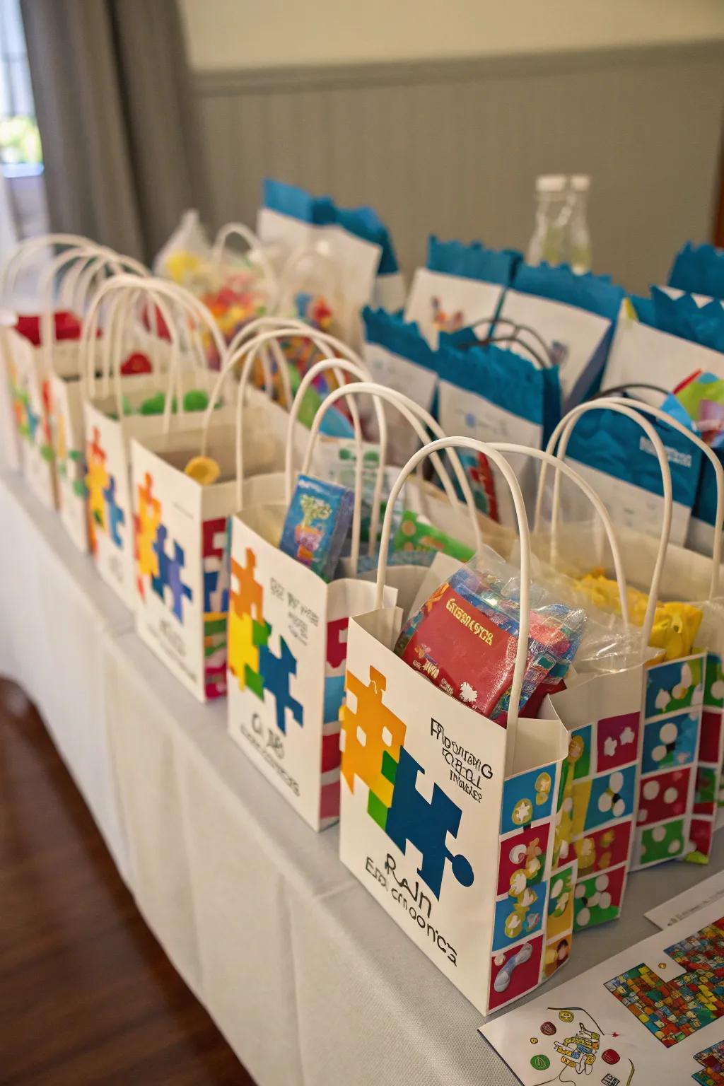 Puzzle piece party favors are a thoughtful way to thank guests for coming.