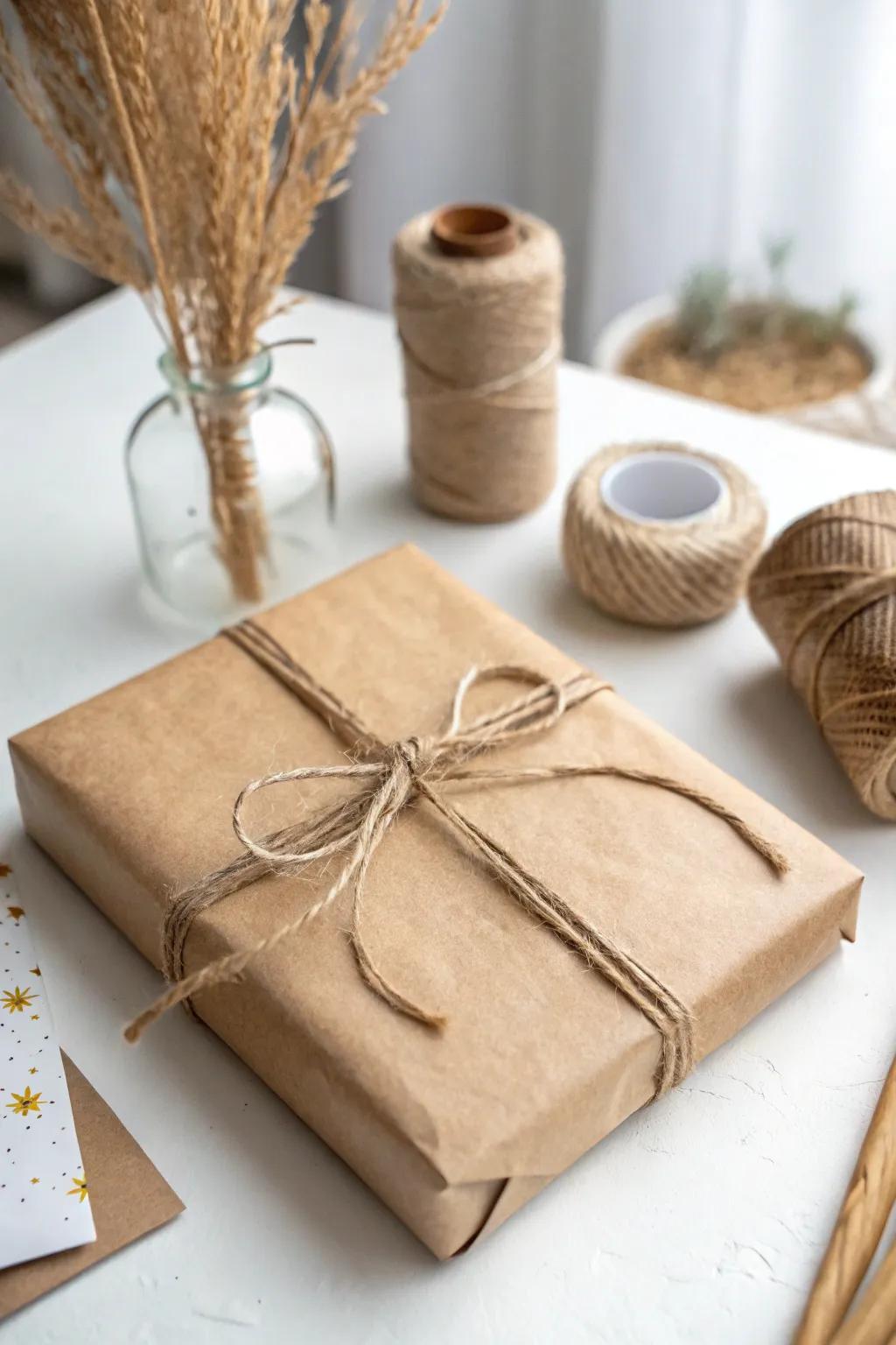 Elevate your gift-giving with the timeless elegance of kraft paper and twine. ð⨠#ScandinavianStyle #MinimalistChic