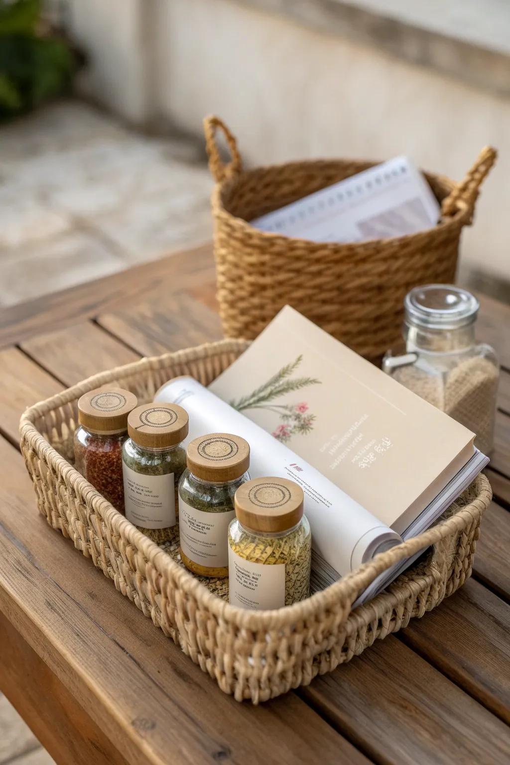 Inspire culinary adventures with this beautifully crafted gift basket, a perfect blend of Scandinavian minimalism and boho charm.