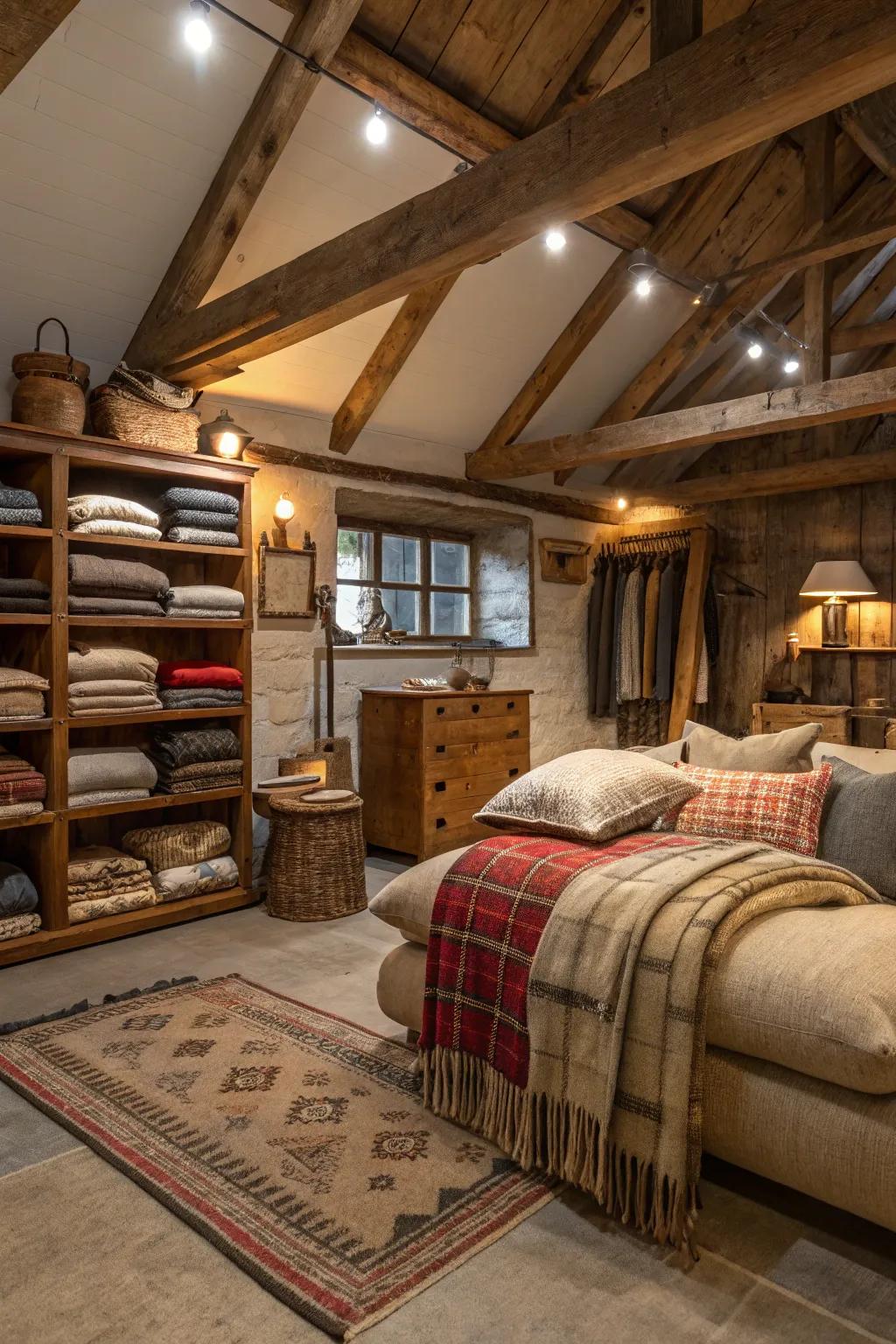 Natural textiles enhance the comfort and theme of your man cave.