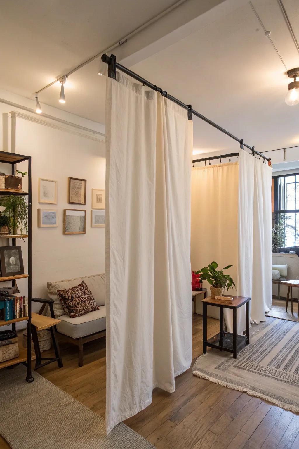 Tension rods providing an easy and temporary division.