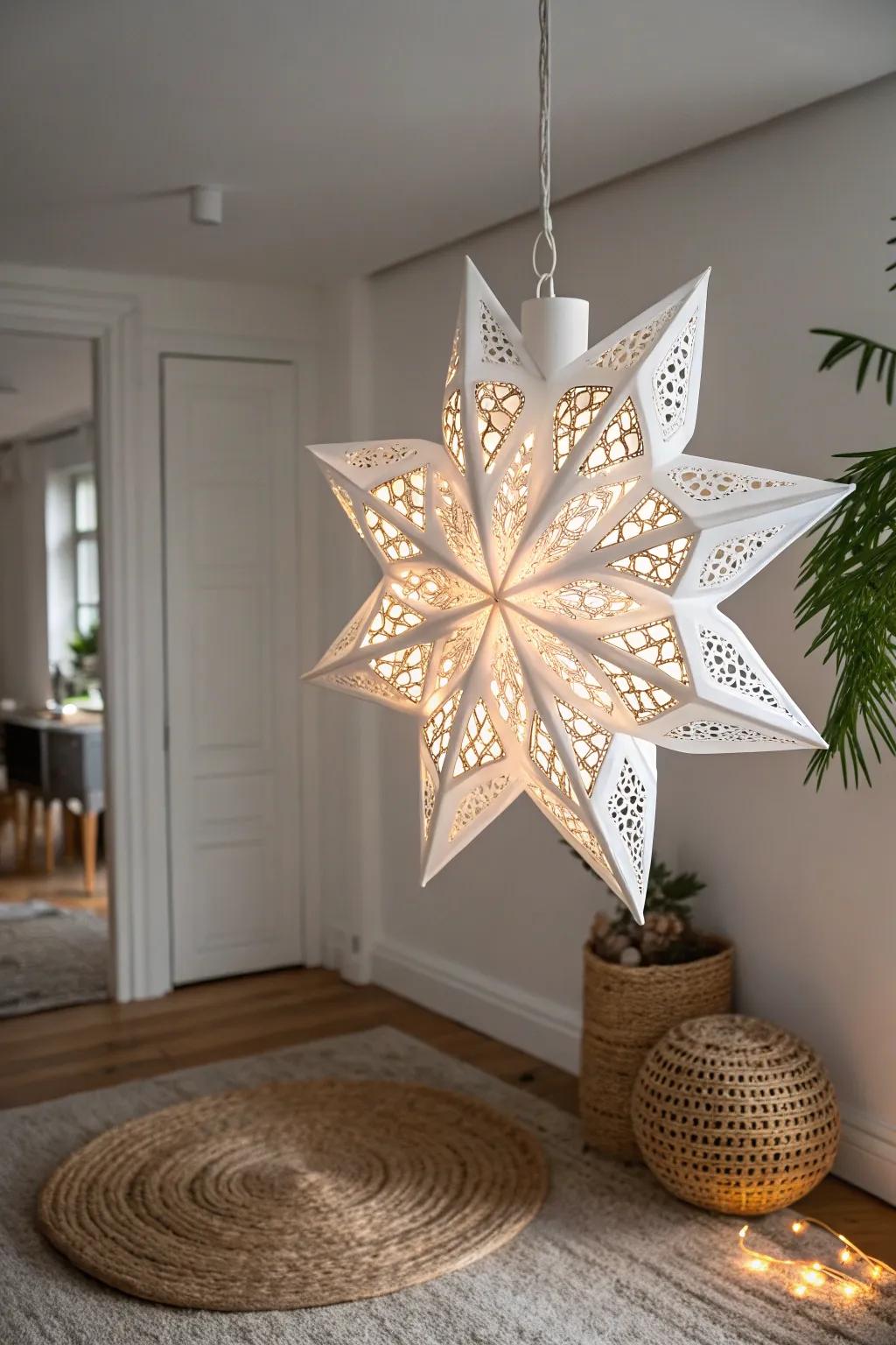Illuminate your winter nights with the enchanting glow of a handcrafted snowflake lanternâa perfect blend of simplicity and elegance.