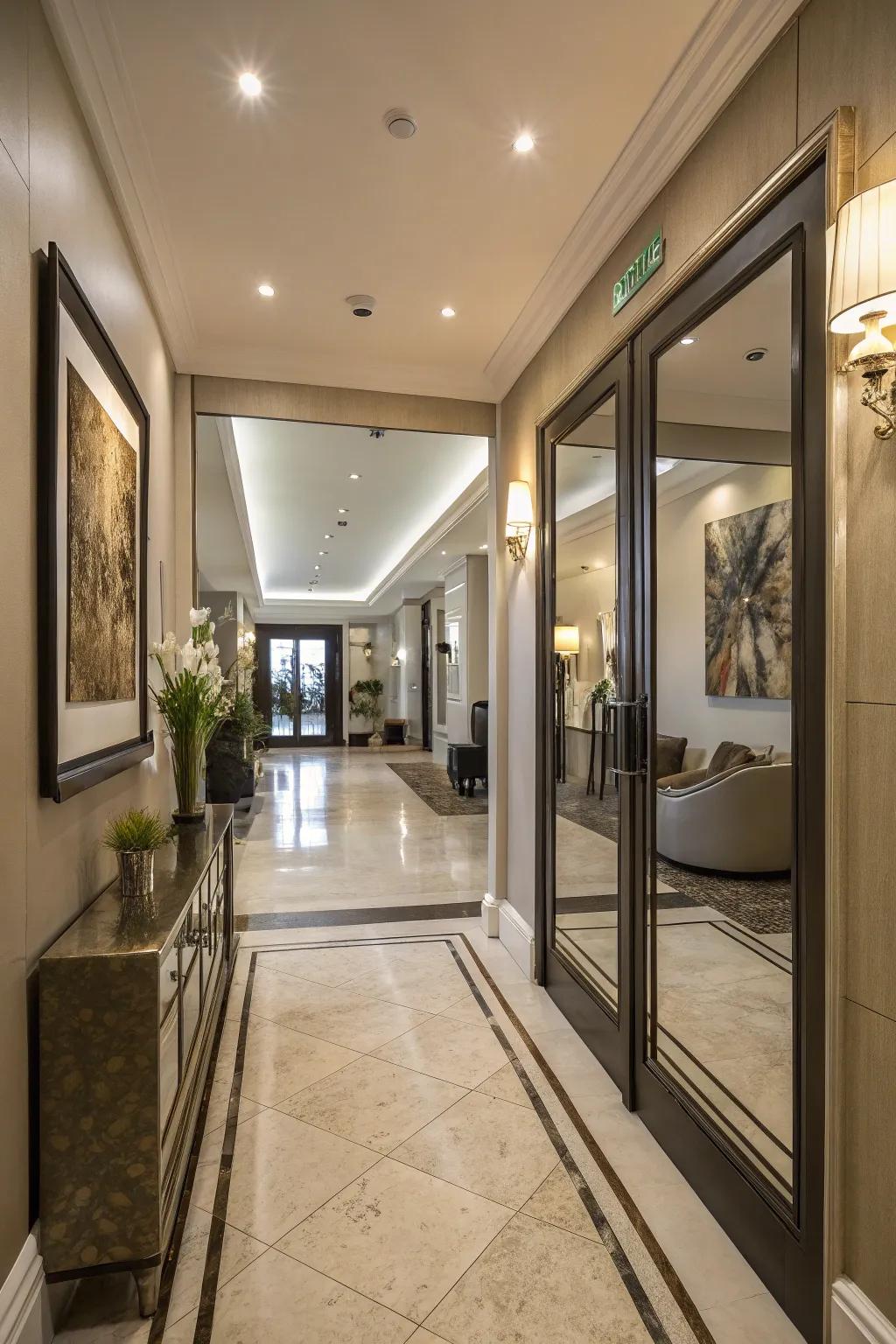 Mirror doors add depth and functionality to your hallway.