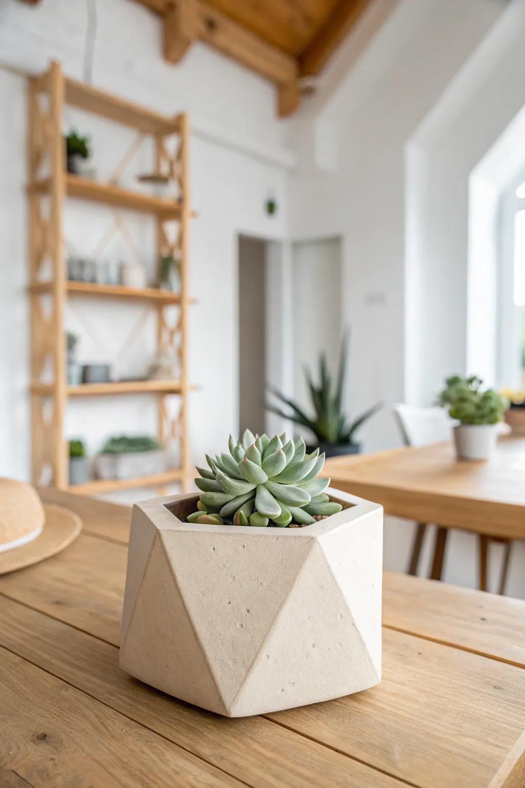 Elevate your space with the elegance of geometric clay planters. Where sharp design meets natural beauty.
