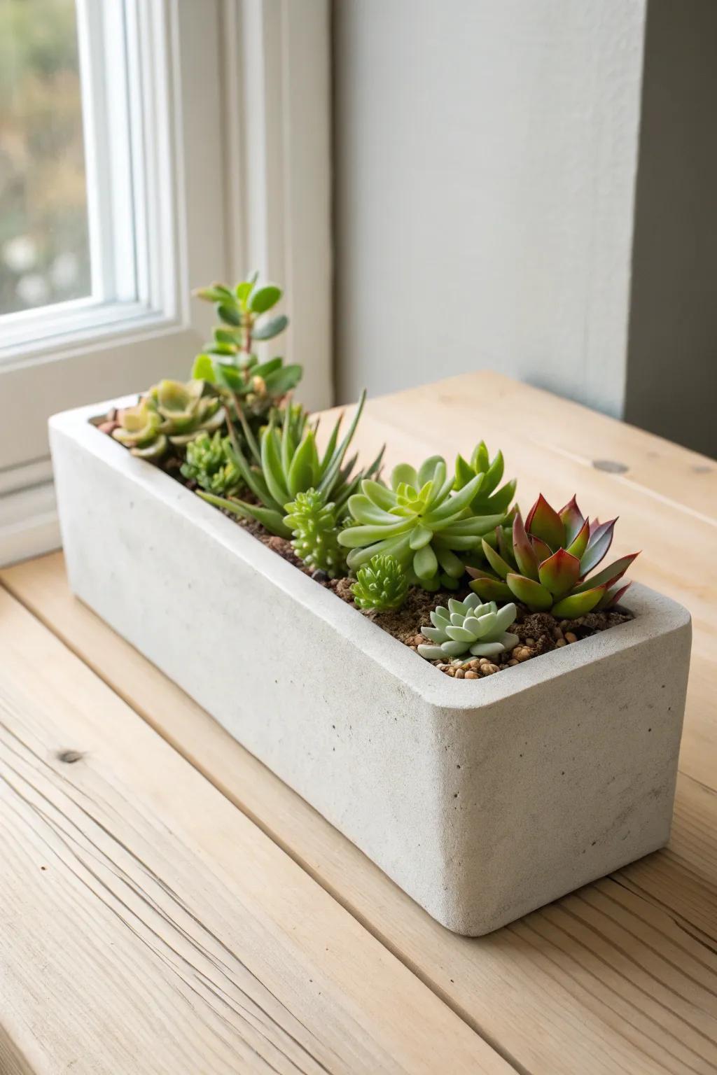 Elevate your space with minimalist concrete plantersâperfect for showcasing your favorite succulents with style and simplicity.